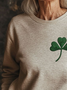 Damen Rundhals Kleeblatt Lässig Frühling/Herbst Langarm Sweatshirt