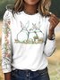 Damen Langarm T-Shirts T-Shirt Frühling/Herbst Kariert Rundhals Retro Oberteile