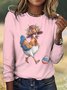 Damen Kariert Langarm T-Shirts T-Shirt Rundhals Retro Frühling/Herbst Oberteile