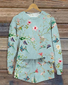 Damen Print Geblümt Täglich Ausgehen Zwei Stücke Set Langarm Lässig Frühling/Herbst Bluse mit Hose Matching Set