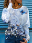 Damen Langarm T-Shirts T-Shirt Frühling/Herbst Geblümt Print Rundhals Lässig T-Shirt mit Grafik Oberteile