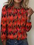 Damen Langarm T-Shirts T-Shirt Frühling/Herbst Kariert Rundhals Retro Oberteile