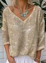 Damen Unifarben Langarm T-Shirts T-Shirt V-Ausschnitt Retro Frühling/Herbst Oberteile
