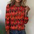 Damen Langarm T-Shirts T-Shirt Frühling/Herbst Kariert Rundhals Retro Oberteile