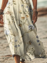 Damen Kurzarm Sommer Geblümt Print Kleid V-Ausschnitt Täglich Ausgehen Lässig Maxikleid T-Shirt-Kleid H-Linie Kleid
