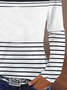 Damen Langarm T-Shirts T-Shirt Frühling/Herbst Gestreift Print V-Ausschnitt Lässig T-Shirt mit Grafik Oberteile