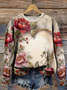 Damen Rundhals Geblümt Print Lässig Frühling/Herbst Langarm Sweatshirt