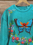 Damen Rundhals Geblümt Print Lässig Frühling/Herbst Langarm Sweatshirt