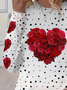 Damen Langarm T-Shirts T-Shirt Frühling/Herbst Polka Dots Print Rundhals Lässig T-Shirt mit Grafik Oberteile
