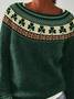 Damen Kleeblatt Winter Lässig Langarm Rundhals Strickpullover