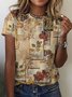 Damen Geometrisch Kurzarm T-Shirts T-Shirt Rundhals Lässig Winter Oberteile