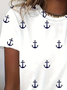 Damen Kurzarm T-Shirts T-Shirt Sommer Anker Print Rundhals Lässig T-Shirt mit Grafik Oberteile
