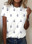 Damen Kurzarm T-Shirts T-Shirt Sommer Anker Print Rundhals Lässig T-Shirt mit Grafik Oberteile