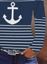Damen Langarm T-Shirts T-Shirt Frühling/Herbst Gestreift Print V-Ausschnitt Lässig T-Shirt mit Grafik Oberteile