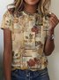 Damen Geometrisch Kurzarm T-Shirts T-Shirt Rundhals Lässig Winter Oberteile