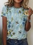 Damen Geblümt Ärmellos T-Shirts T-Shirt Rundhals Lässig Sommer Oberteile