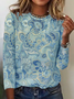 Damen Paisley Langarm T-Shirts T-Shirt Rundhals Retro Frühling/Herbst Oberteile