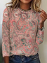 Damen Paisley Langarm T-Shirts T-Shirt Rundhals Retro Frühling/Herbst Oberteile