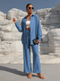 Damen Unifarben Zweiteiliges Set Täglich Langarm Lässig Frühling/Herbst Bluse mit Hose Matching Set