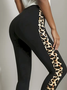 Damen Leopard Lässig Alle Jahreszeiten Print Lang Leggings