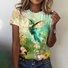 Damen Geblümt Kurzarm T-Shirts T-Shirt Rundhals Lässig Sommer Oberteile