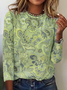 Damen Paisley Langarm T-Shirts T-Shirt Rundhals Retro Frühling/Herbst Oberteile