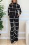 Damen Wolle/Stricken Kariert Täglich Ausgehen Zwei Stücke Set Langarm Lässig Frühling/Herbst Bluse mit Hose Matching Set