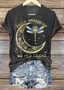 Damen Geometrisch Kurzarm T-Shirts T-Shirt Rundhals Lässig Sommer Oberteile