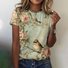 Damen Geblümt Kurzarm T-Shirts T-Shirt Rundhals Lässig Sommer Oberteile