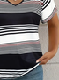 Damen Gestreift Kurzarm T-Shirts T-Shirt V-Ausschnitt Print Lässig Sommer T-Shirt mit Grafik Oberteile