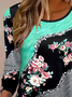 Damen Geblümt Langarm T-Shirts T-Shirt Rundhals Print Lässig Frühling/Herbst T-Shirt mit Grafik Oberteile