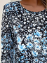 Damen Geblümt Langarm T-Shirts T-Shirt Rundhals Print Lässig Frühling/Herbst T-Shirt mit Grafik Oberteile