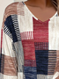 Damen Kontrastnaht Langarm T-Shirts T-Shirt V-Ausschnitt Print Lässig Frühling/Herbst T-Shirt mit Grafik Oberteile