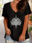 Damen Geblümt Kurzarm T-Shirts T-Shirt V-Ausschnitt Print Lässig Sommer T-Shirt mit Grafik Oberteile