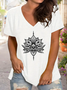 Damen Geblümt Kurzarm T-Shirts T-Shirt V-Ausschnitt Print Lässig Sommer T-Shirt mit Grafik Oberteile