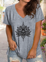 Damen Geblümt Kurzarm T-Shirts T-Shirt V-Ausschnitt Print Lässig Sommer T-Shirt mit Grafik Oberteile