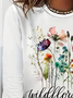 Damen Geblümt Langarm T-Shirts T-Shirt Rundhals Print Lässig Frühling/Herbst T-Shirt mit Grafik Oberteile
