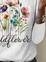 Damen Geblümt Langarm T-Shirts T-Shirt Rundhals Print Lässig Frühling/Herbst T-Shirt mit Grafik Oberteile