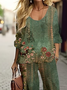 Damen Geblümt Print Zweiteiliges Set Täglich Langarm Lässig Frühling/Herbst Bluse mit Hose Matching Set
