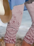 Damen Geblümt Caprihosen Elastische Taille Hose Lässig Sommer Hose