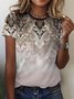 Damen Kurzarm T-Shirts T-Shirt Sommer Ethnisch Jersey Rundhals Urlaub Ausgehen Lässig Oberteile