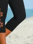 Damen Geblümt Caprihosen Elastische Taille Hose Lässig Sommer Hose