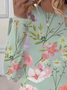 Damen Geblümt Langarm T-Shirts T-Shirt Rundhals Print Lässig Frühling/Herbst T-Shirt mit Grafik Oberteile
