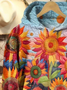 Damen Sonnenblume Frühling/Herbst Print Langarm Lässig Täglich Kapuze