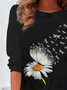 Damen Geblümt Langarm T-Shirts T-Shirt Rundhals Lässig Frühling/Herbst T-Shirt mit Grafik Oberteile