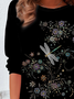 Damen Geblümt Langarm T-Shirts T-Shirt Rundhals Print Lässig Frühling/Herbst T-Shirt mit Grafik Oberteile