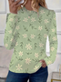 Damen Geblümt Langarm T-Shirts T-Shirt Rundhals Print Lässig Frühling/Herbst T-Shirt mit Grafik Oberteile