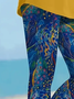 Damen Geblümt Caprihosen Elastische Taille Hose Lässig Sommer Hose