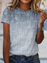 Damen Verlaufsmuster Kurzarm T-Shirts T-Shirt Rundhals Lässig Sommer Oberteile