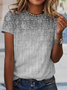 Damen Verlaufsmuster Kurzarm T-Shirts T-Shirt Rundhals Lässig Sommer Oberteile
